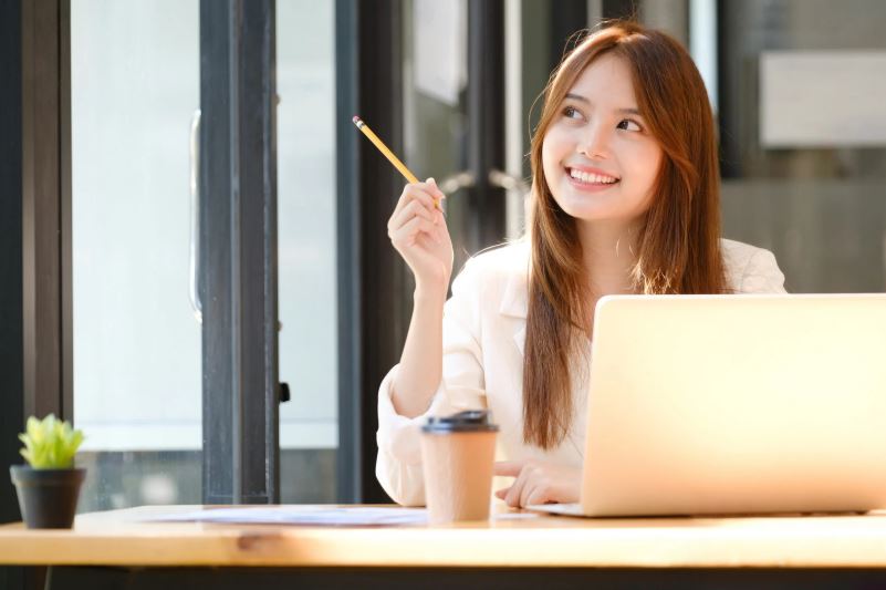 woman smiling at work